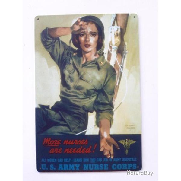 PLAQUE METAL WWII "MORE NURSES ARE NEEDEED"