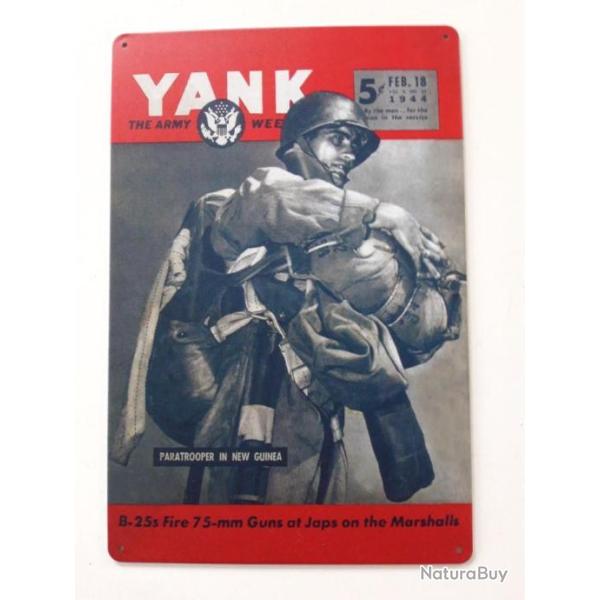 PLAQUE METAL WWII "REVUE YANK U.S. PARATROOPER"