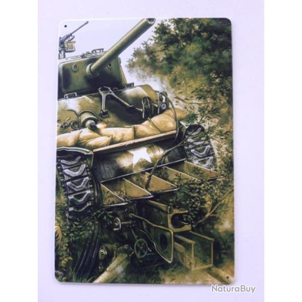 PLAQUE METAL WWII "SHERMAN NORMANDIE"