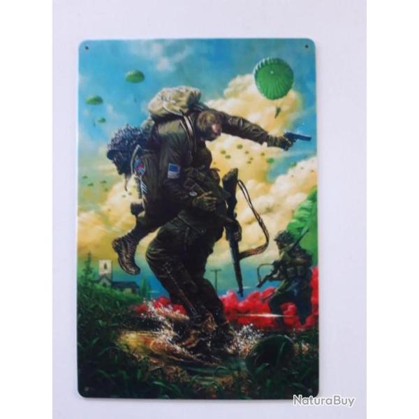 PLAQUE METAL WWII "U.S. PARATROOPER NORMANDIE"