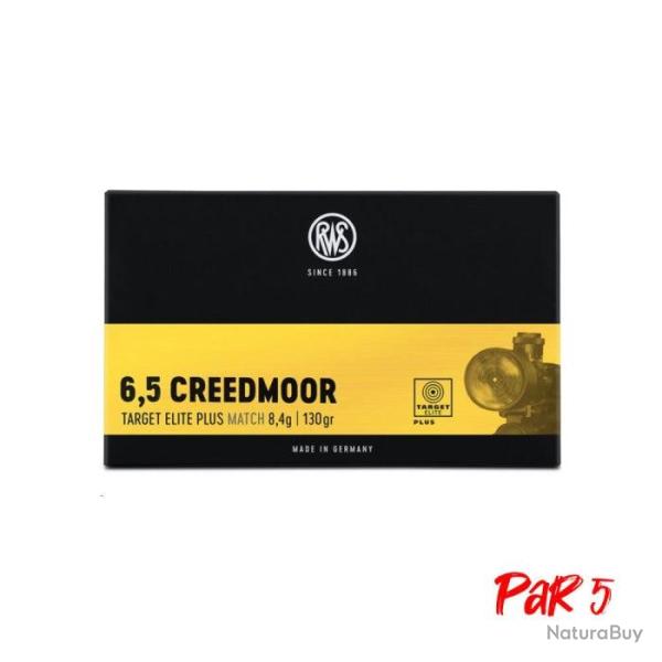 Munitions RWS Creed Target Elite Plus - Cal. 6.5 Creedmoor 143 gr / 9 - 143 gr / 9.3 g / Par 5