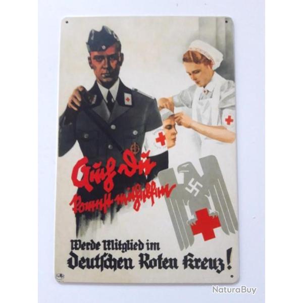 PLAQUE METAL WWII "DEUTSCHEN ROTEN KREUTZ "