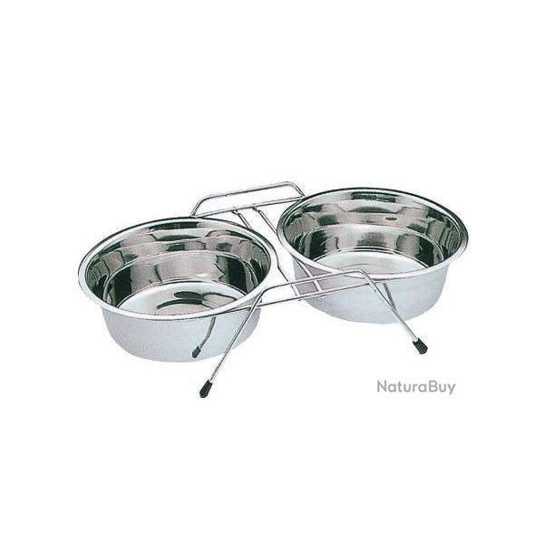 Mangeoire double avec fixation de plancher taille L