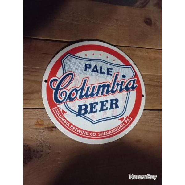 belle plaque �maill� " COLUMBIA BEER "  PROVENANCE " U.S.A "