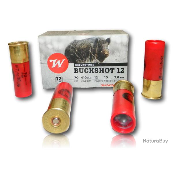 CHEVROTINE WINCHESTER BUCKSHOT 12/70 12 PELLETS BTE 10
