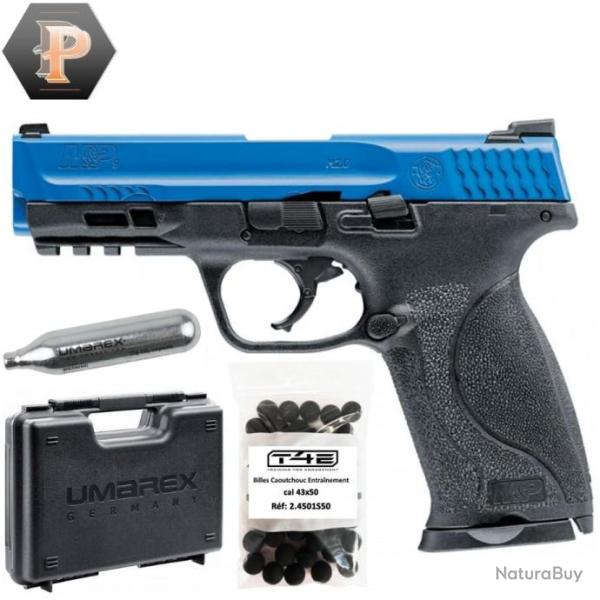 Pistolet PPQ M2 T4E CAL 43 WALTHER - BLEU + munitions + capsules + mallette