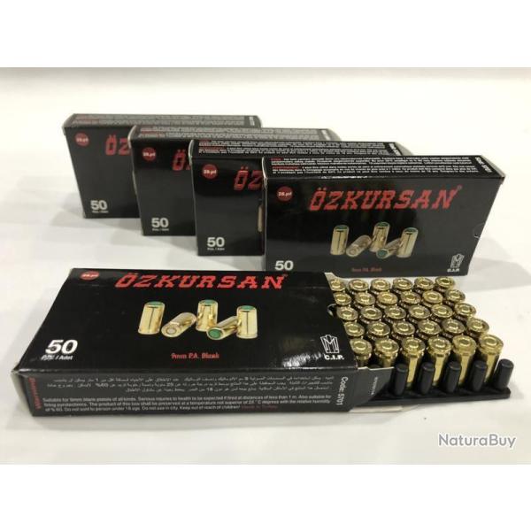 LOT DE 5 BOITES DE CARTOUCHES A BLANC 9MM PAK