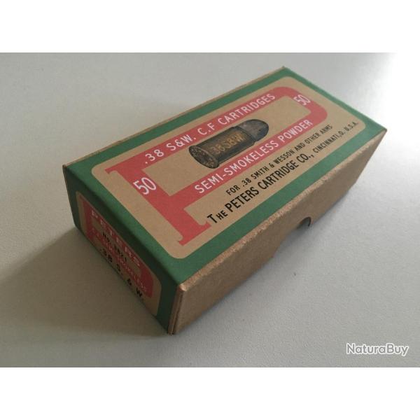 Boite vide PETERS pour 50 miunitions 38 S&W Smith Wesson Semi smokeless powder R�plique Reproduction