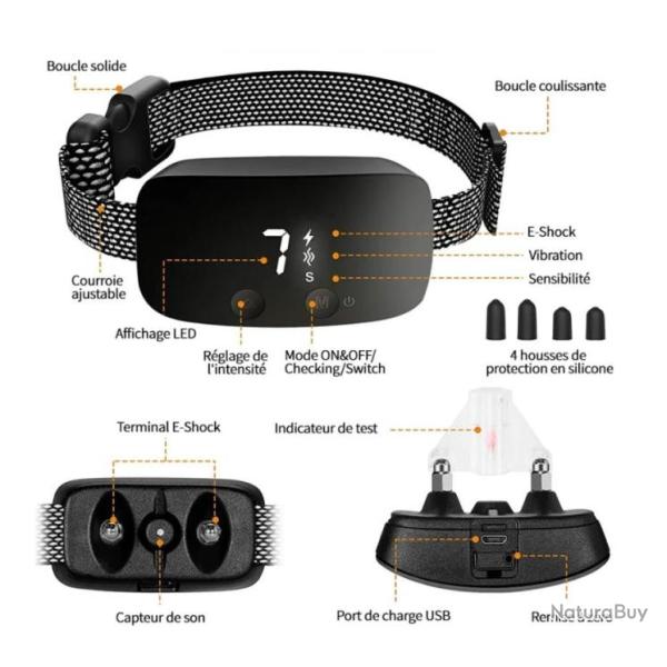 Collier anti-aboiement �tanche et rechargeable