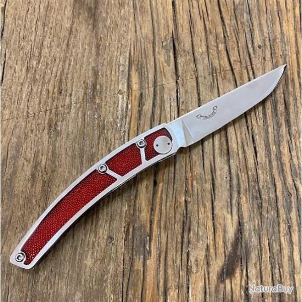 Couteau de poche Le Thiers� Galuchat rouge - lame sigl�e Artum�s & Co