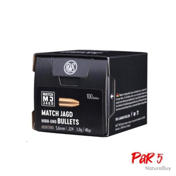Ogives RWS Match Jakt - Cal. 5.6 mm - 3 g / Par 5