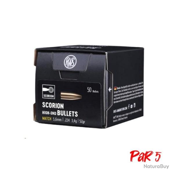 Ogives RWS MJ - Cal. 5.6 mm - 4.6 g / Par 5