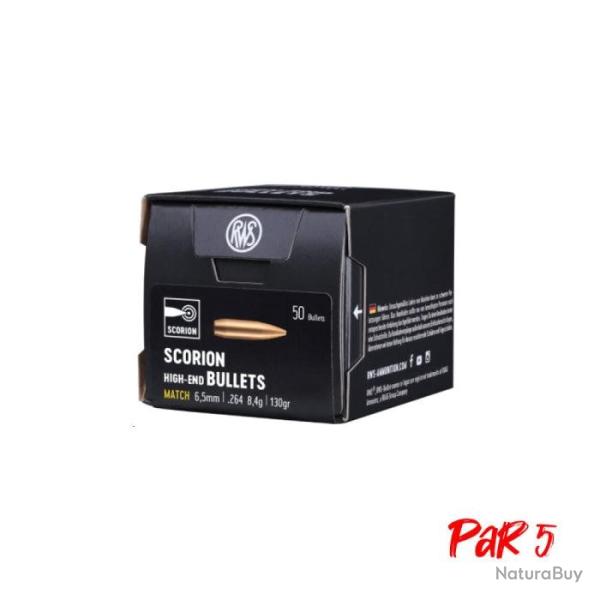 Ogives RWS Scorion - Boite de 50 - 30 / 155 gr / Par 5