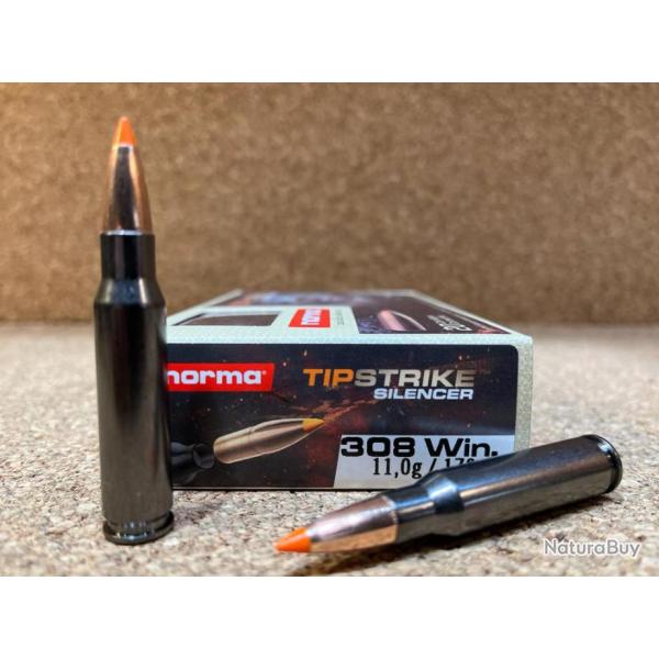 2 BOITE 20 MUNITIONS NORMA 308 WINCHESTER TIPSTRIKE 170 gr SILENCER