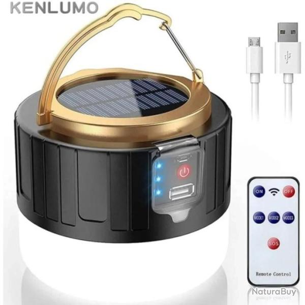 Lampe de Camping LED Rechargeable par USB Solaire 2400 mAh IPX6 �tanche