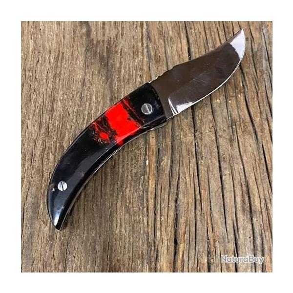 Couteau Linerlock inox, manche corne et r�sine "El Diablo" - Alexandre Musso