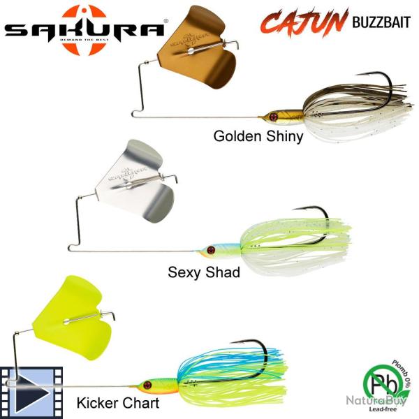 DESTOCKAGE ! Leurre Sakura Buzzbait Cajun 3/8 Oz 10.5g Golden Shiny