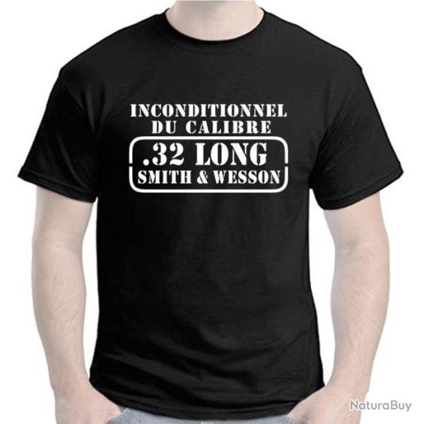 T-SHIRT  -  INCONDITIONNEL DU CALIBRE .32 LONG SMITH & WESSON - cartouche stand Revolver Tir sportif