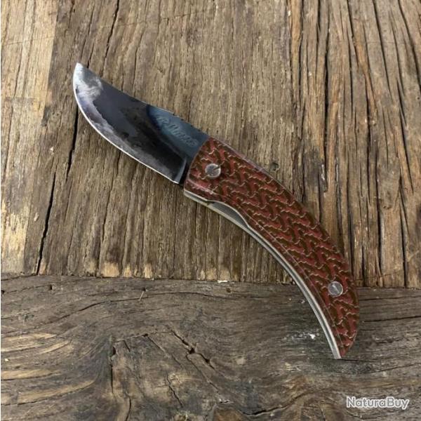 Couteau Linerlock lame forg�e, manche Bestiaire Mirage Li�vres vert - Alexandre Musso X Artum�s & Co