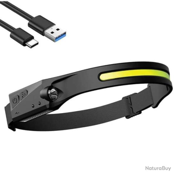 Lampe Frontale LED Rechargeable USB puissante + Capteur Sensible Camping p�che