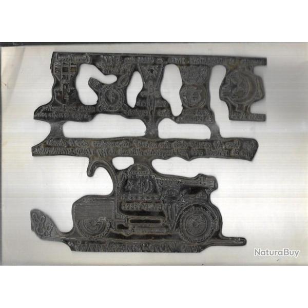 plaque matrice d'imprimerie s�rigraphie ? th�me militaire fantaisiste , croix de lorraine ,