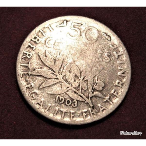 FRance piece de 50 centimes 1903  argent "semeuse rare