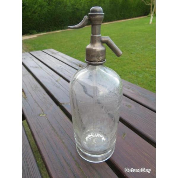 Ancien Siphon � eau de Seltz en verre transparent "THE FROME MINERAL WATER CO. Ltd - HORTON St."(UK)