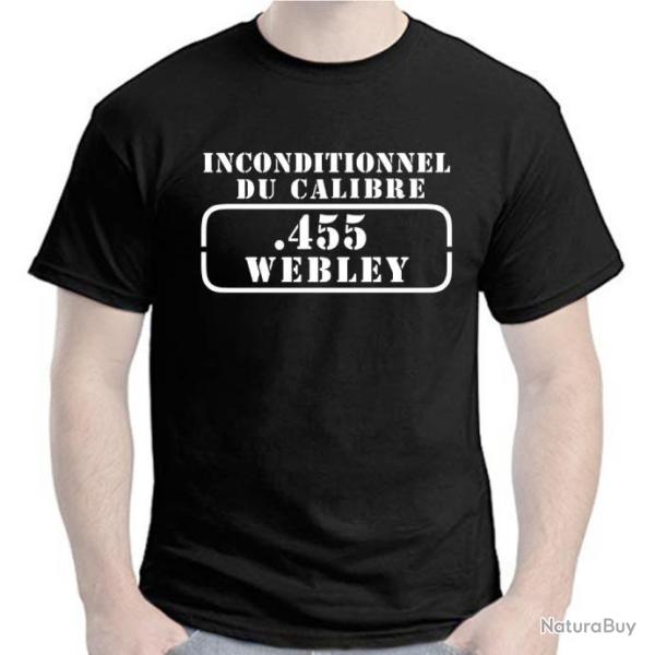 T-SHIRT - INCONDITIONNEL DU CALIBRE .455 WEBLEY  R�volver MK 2 Munition Stand Cible Tir Poudre Noire