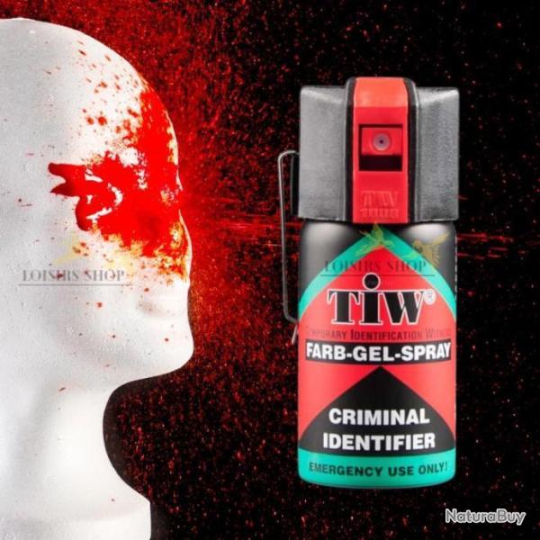 Bombe tra�ante anti-agression 40ml GEL COLORANT ROUGE avec clip TW1000 (fabriqu� en Allemagne)