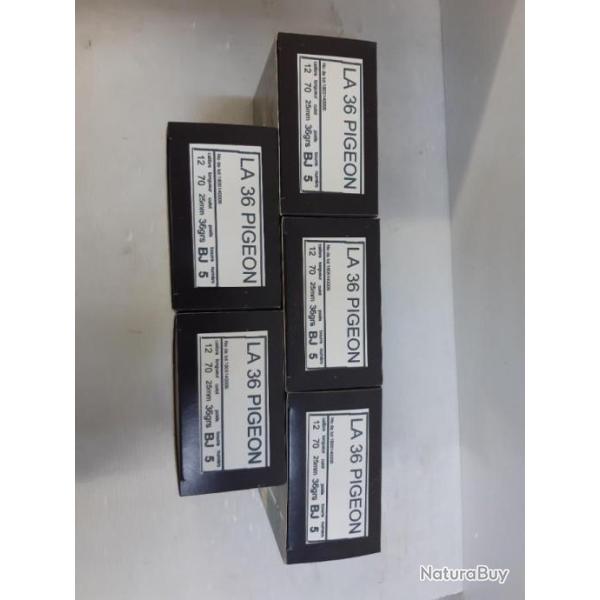 NEUF!!! CARTOUCHES JOCKER LA 36 PIGEON 70MM BJ PLOMB N�5 LOT DE 5 BOITES= 125 CARTOUCHES