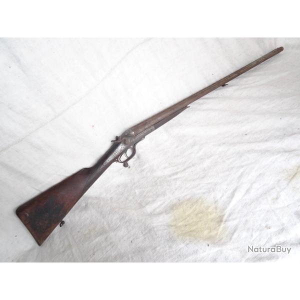 F 6 ) lot , beau  fusil chasse  a platines a chiens ext�rieur  cal16  canons damas