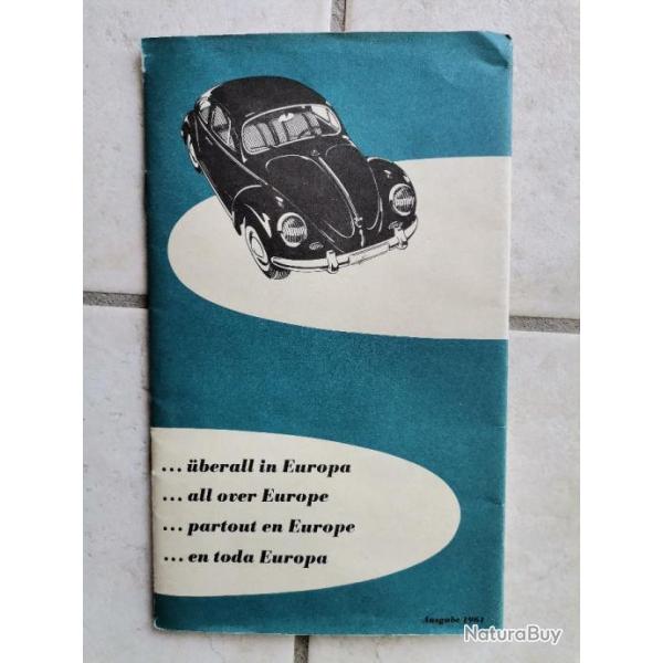 Rare VolksWagen Service et cartes d'Europe 1961