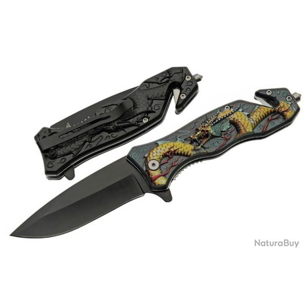 Couteau Rite Edge Dragon Semi Automatique A/O Lame Acier Inox Manche ABS CN300547