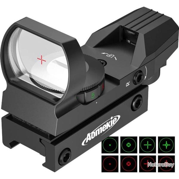 Viseur Point Rouge Vert HD avec Luminosit� R�glables Airsoft �tanche pour Picatinny