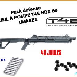 Pack DEFENSE 40 JOULES Fusil &agrave; pompe T4E HDX 68 d'Umarex 