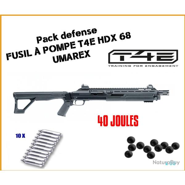 Pack DEFENSE 40 JOULES Fusil � pompe T4E HDX 68 d'Umarex 