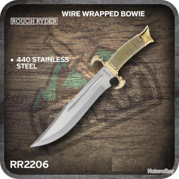 Couteau Style Mdival Rough Ryder Bowie Wire Wrapped Manche Chainette Lame Acier 440 Etui RR2206