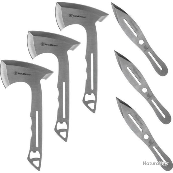 3 Hachettes et 3 Couteaux de Lancer Monobloc Etui