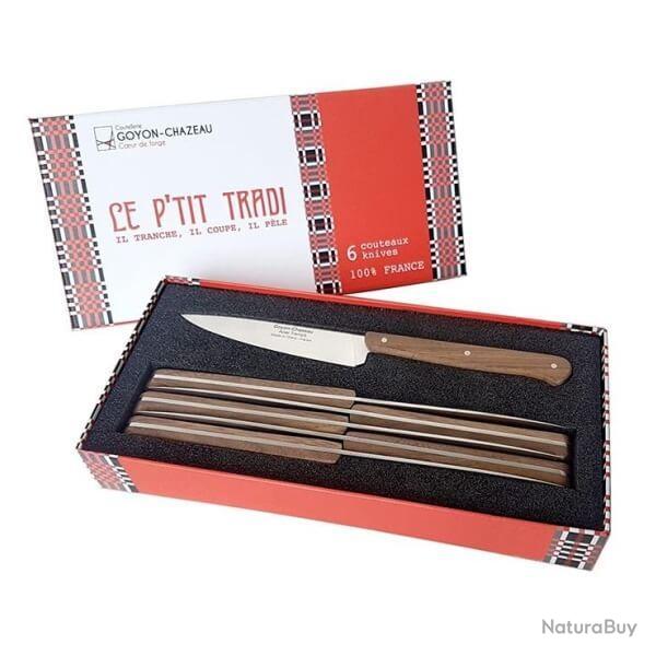 Coffret 6 couteaux office Goyon-Chazeau "Le Ptit tradi" noyer
