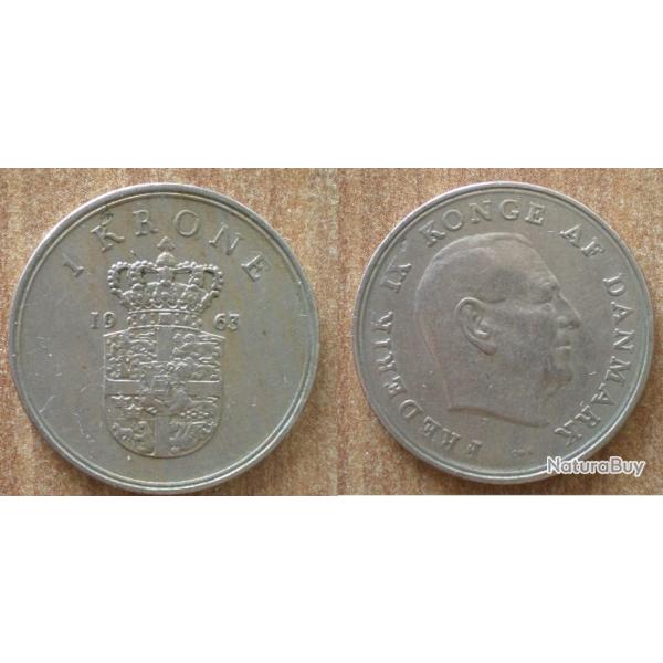 Danemark 1 Couronne 1963 Piece Roi Couronne Krone