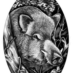 Calotte Blaser R8, R93, K95 en argent motif sanglier + Adaptateur R8 Success