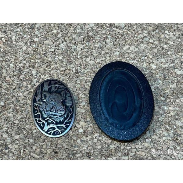 Calotte Blaser R8, R93, K95 en argent motif sanglier + Adaptateur R8 Success