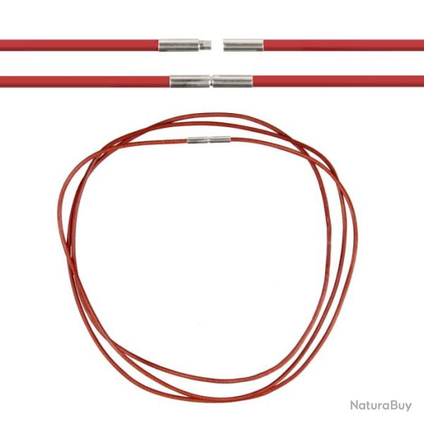 Cordon cuir de chevreau fermoir baonnette - 38 cm Rouge