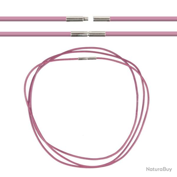 Cordon cuir de chevreau fermoir baonnette - 38 cm Rose