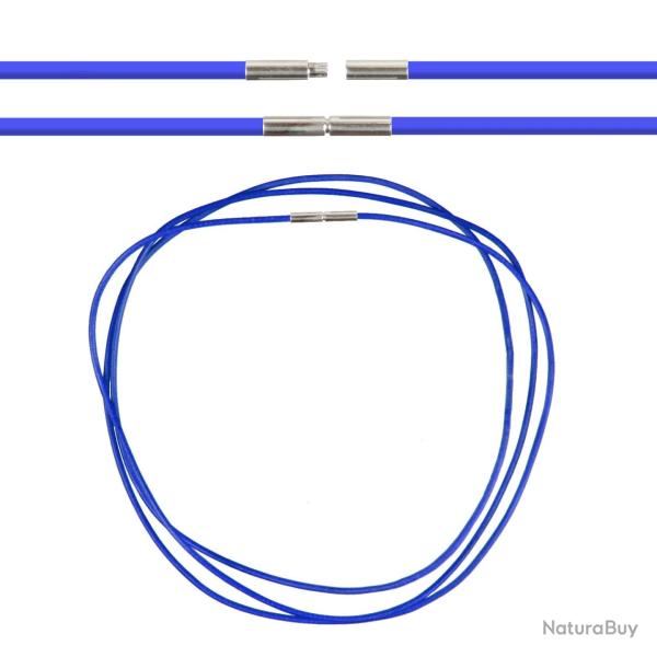 Cordon cuir de chevreau fermoir baonnette - 38 cm Bleu marine