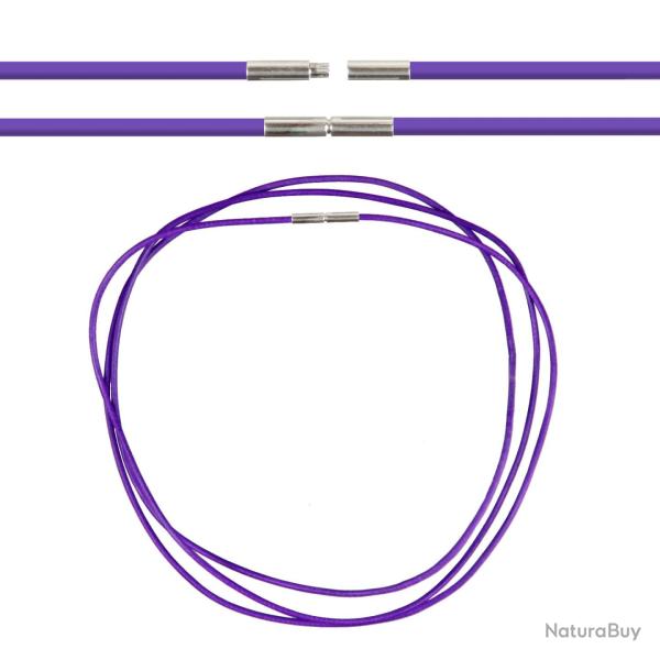 Cordon cuir de chevreau fermoir baonnette - 38 cm Violet