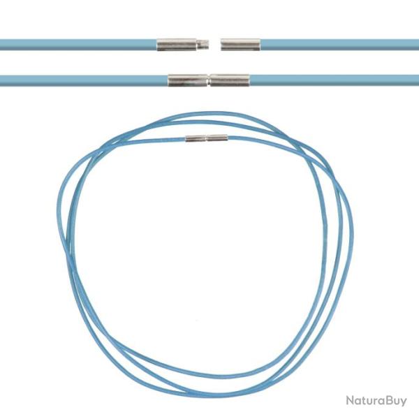 Cordon cuir de chevreau fermoir baonnette - 38 cm Bleu clair
