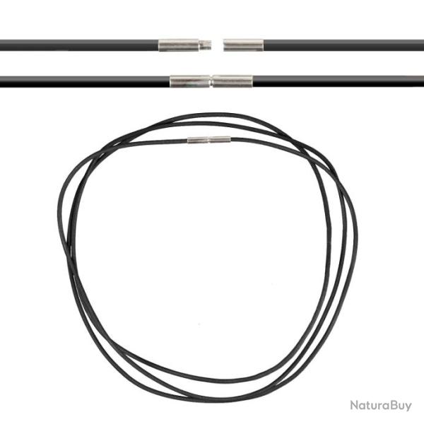 Cordon cuir de chevreau fermoir baonnette - 38 cm Noir