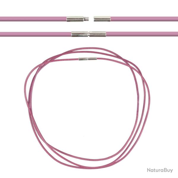 Cordon cuir de chevreau fermoir baonnette - 42 cm Rose