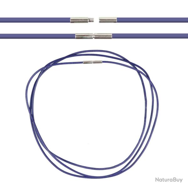 Cordon cuir de chevreau fermoir baonnette - 42 cm Bleu roy